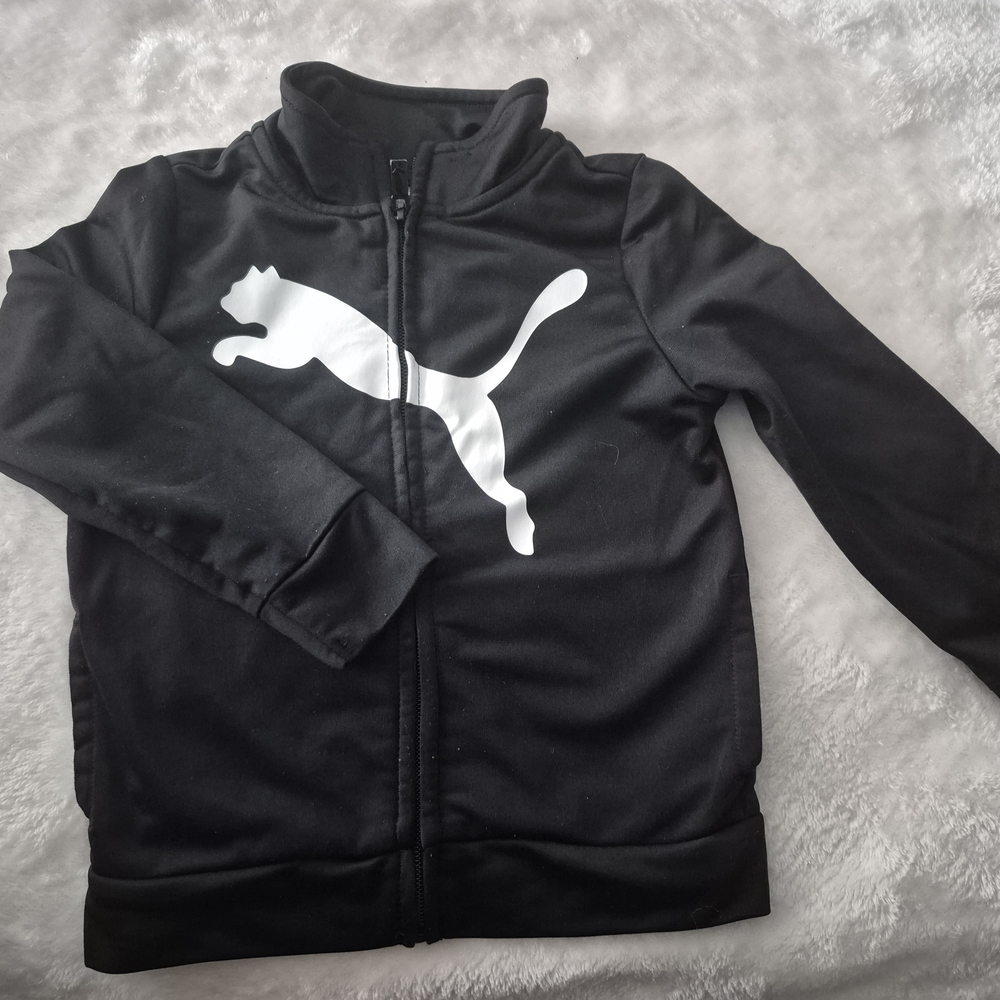 Puma Black Kids Full-Zip Jacket with White Puma Logo